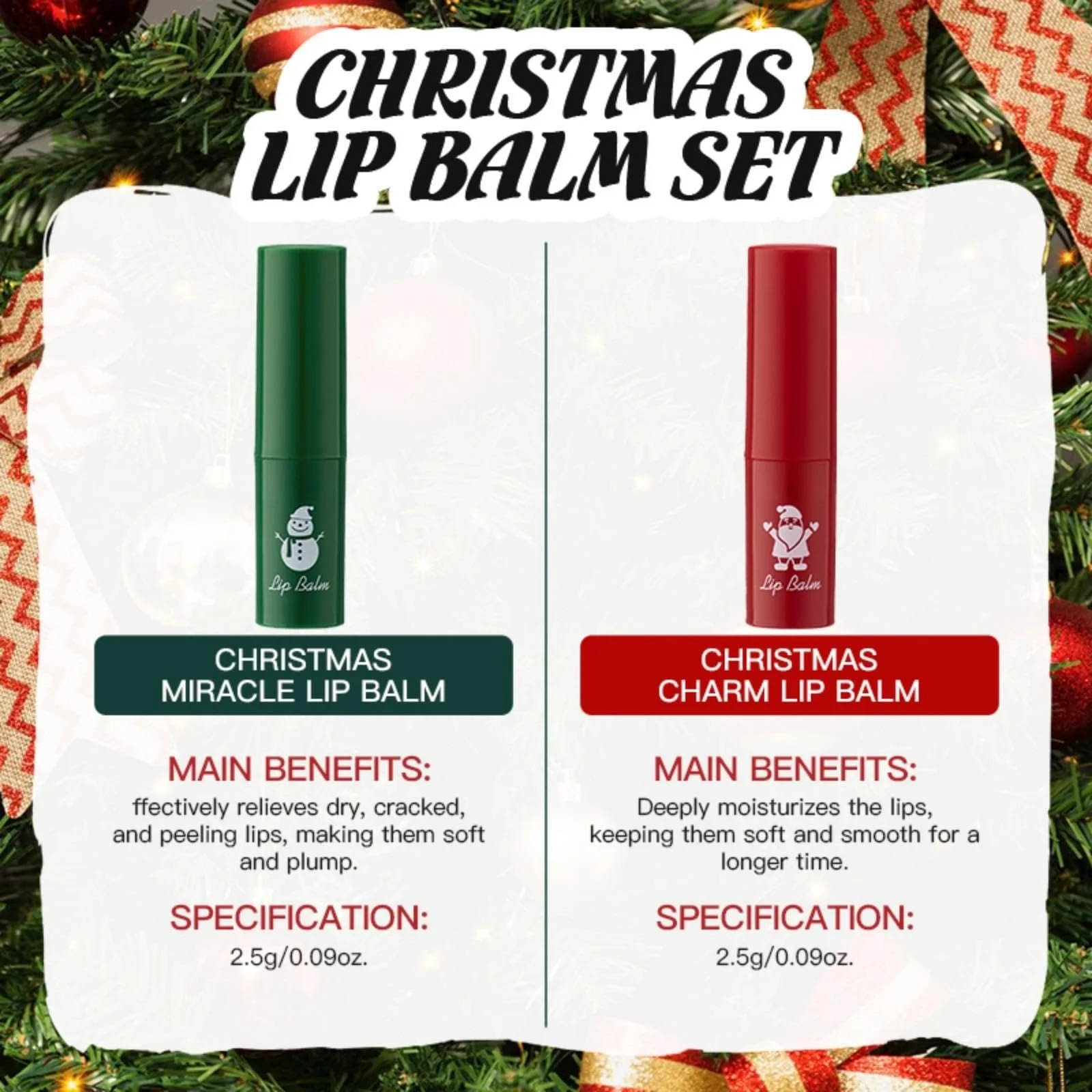 Набір для зимового догляду: 2 креми для рук, 2 зволожувальні бальзами для губ, 2 креми для ніг/рук Christmas Heat Care, фото №3