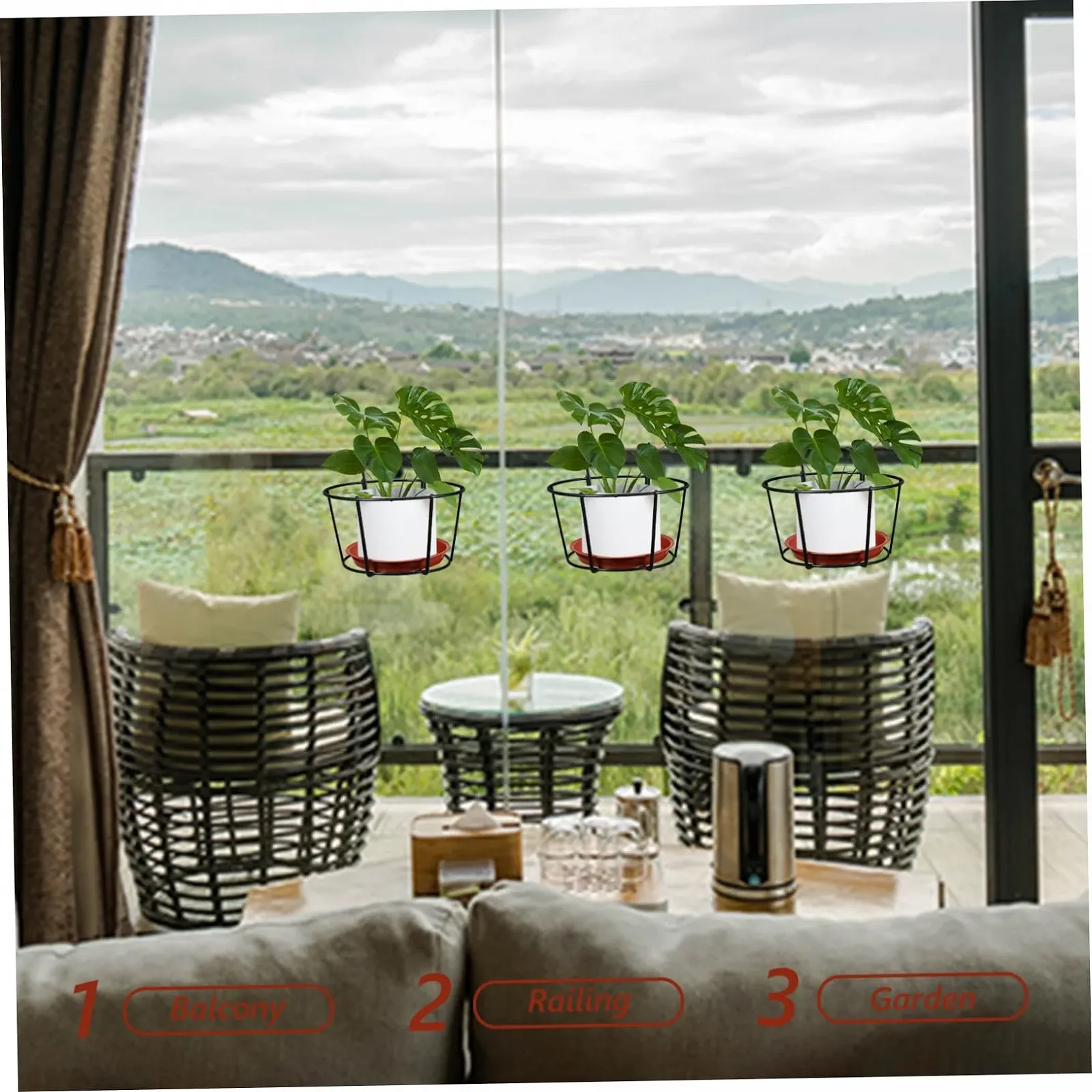 Підвісний тримач для квіткових горщиків HEMOTON настінний балконний, фото №6 Підвісний тримач для квіткових горщиків HEMOTON настінний балконний, фото №6