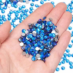 Стразы Плоская задняя часть, синие хрустальные стеклянные камни, для приклеивания, DIY-аксессуары для дизайна ногтей s 16 1440 шт - Фото 1