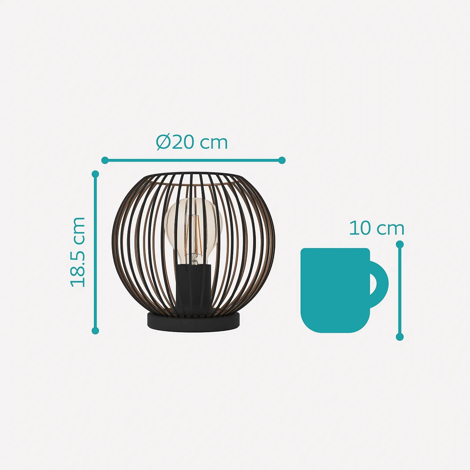 Настільна лампа EGLO Almanzora Кругла E27 20 см Чорний та мідний, фото №6