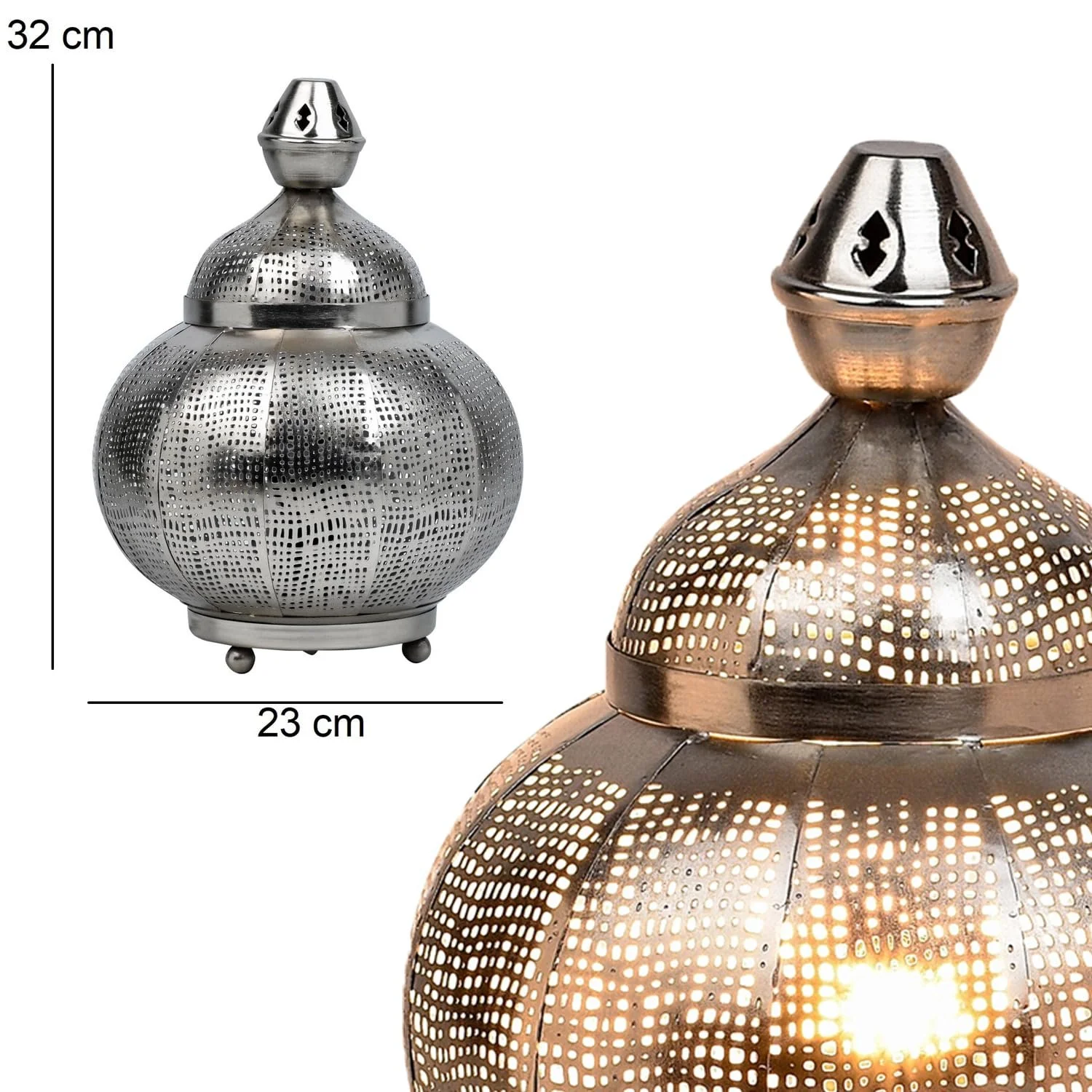 Настільна лампа Marrakech Jamala 32 см Металева E27 Срібляста, фото №5