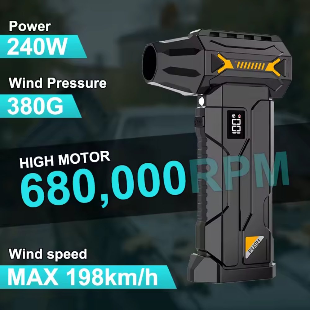 Портативний турбовентилятор Violent HFX-07 Turbo Jet Fan 680000 RPM Black, фото №1