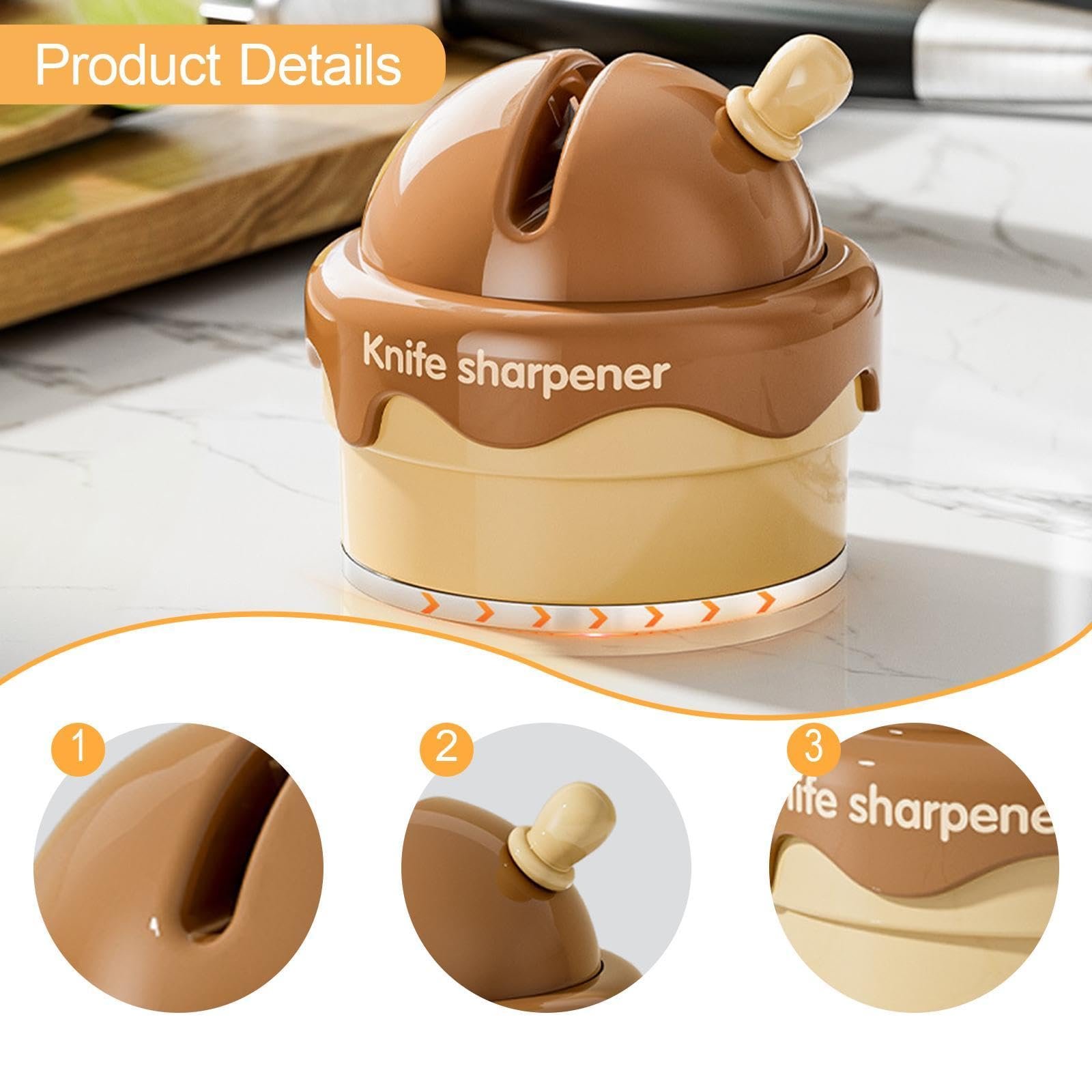 Точилка для ножей с керамическим лезвием Компактная Коричневая, фото №3
