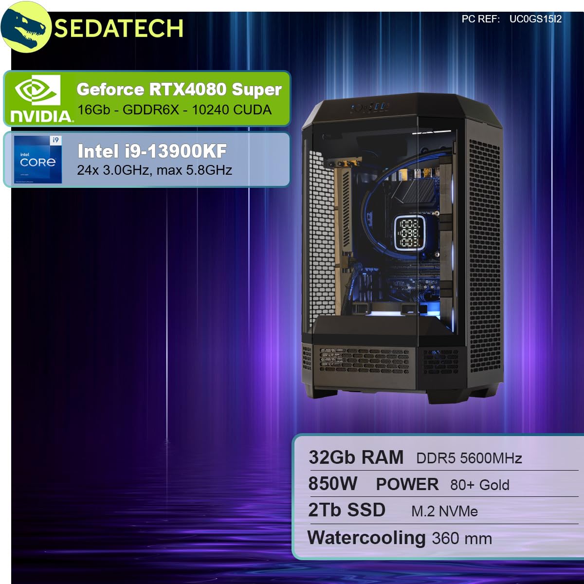 ПК Sedatech Pro Gaming Water Cooling Intel i9-13900KF RTX4080 Super 32GB DDR5 2TB SSD M.2 Без ОС, фото №2