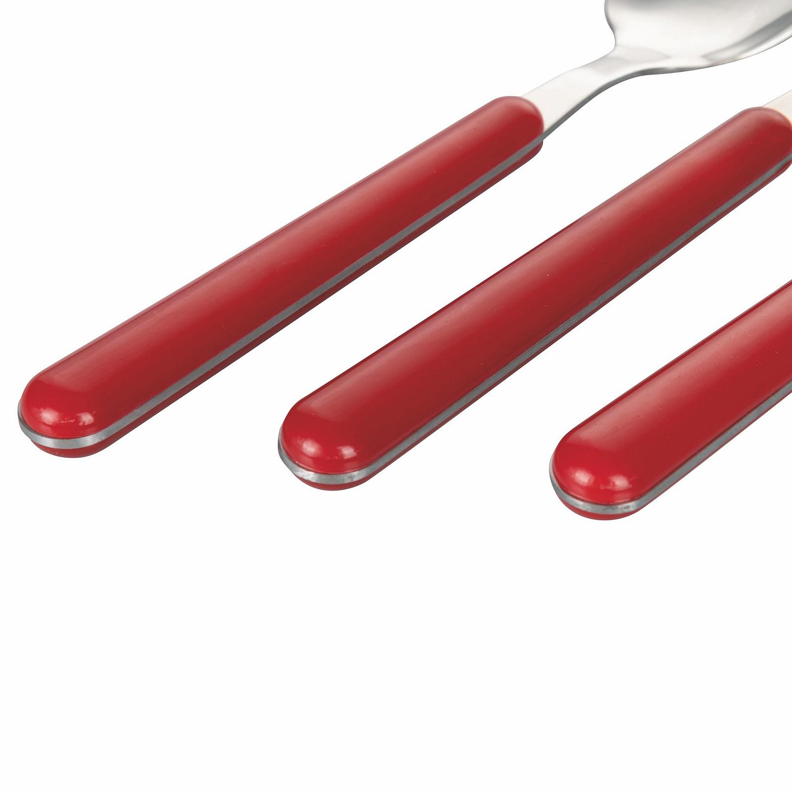 Набір столових приборів Galileo Brio Sibilla 24 предмети нержавіюча сталь з червоною ручкою, фото №2