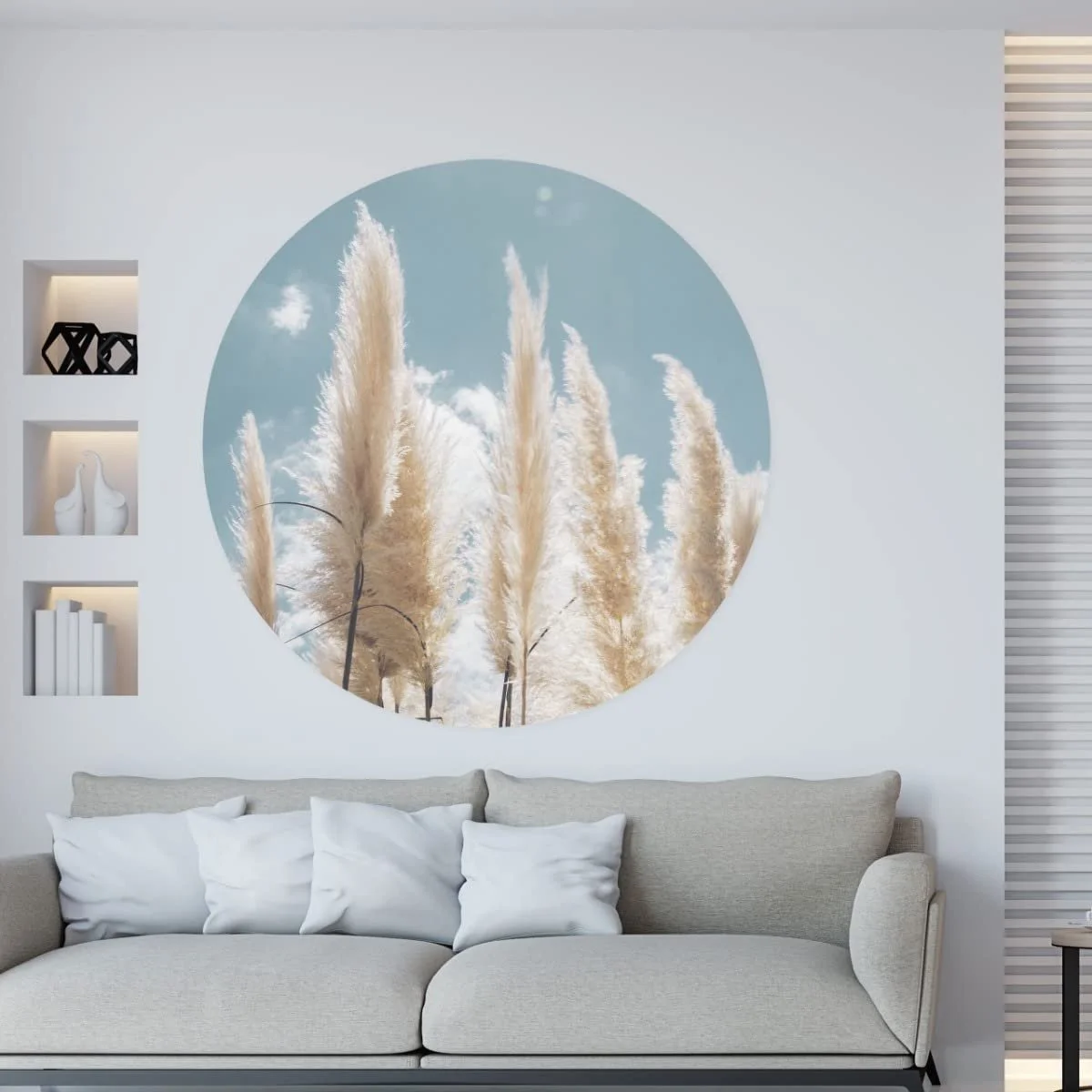 Наклейка на стіну Muralo Кругла Пампасна трава Рослини 3D 100 x 100 см, фото №5 Наклейка на стіну Muralo Кругла Пампасна трава Рослини 3D 100 x 100 см, фото №5