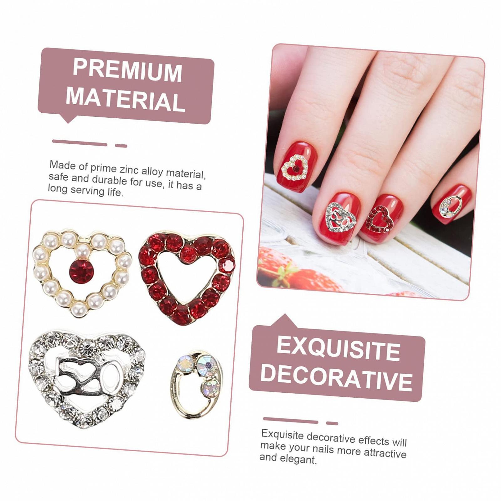 Украшения для ногтей FRCOLOR 4 Набора, Патчи в форме сердца для дизайна ногтей, 40 штук x 4, фото №4