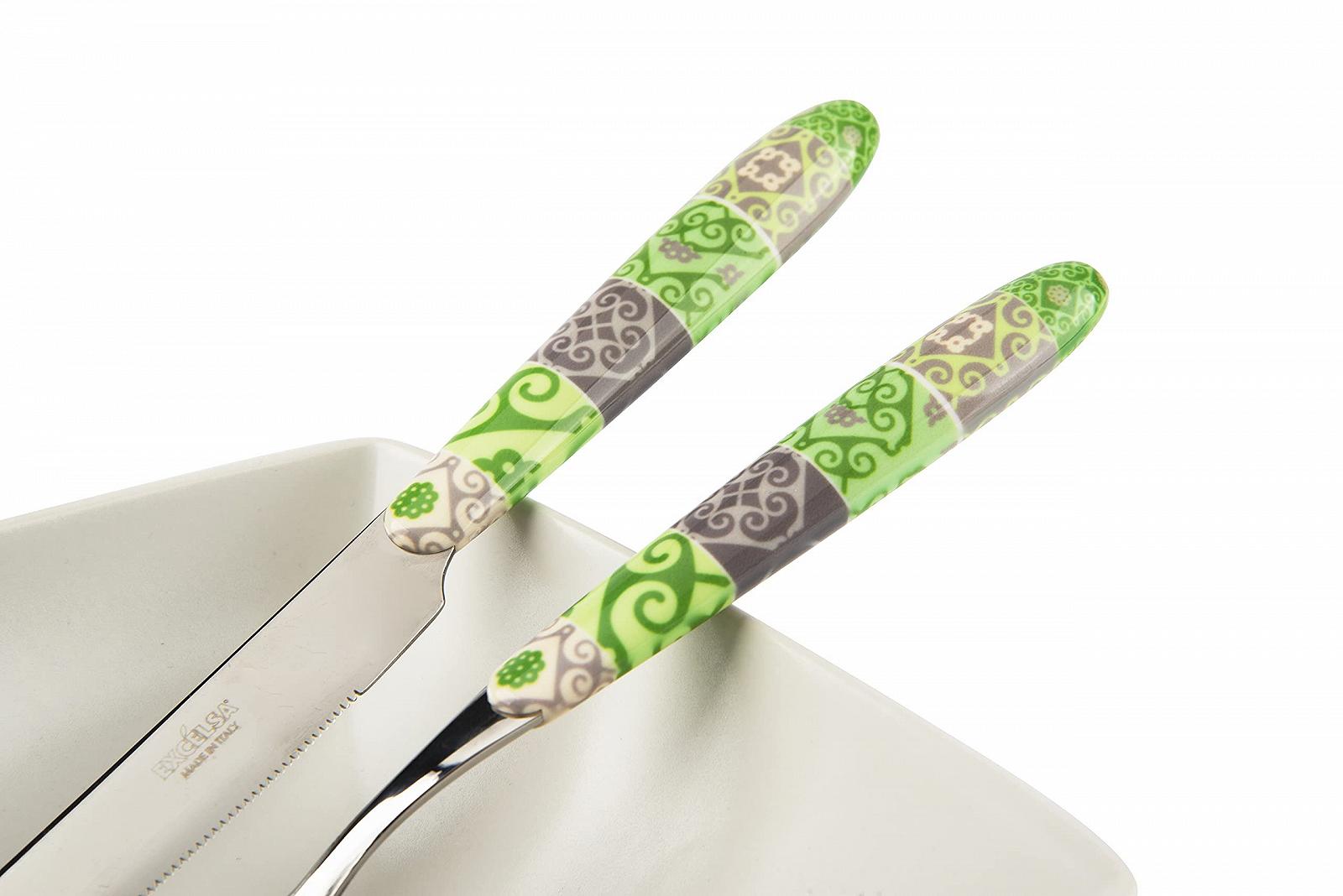 Набор столовых приборов Excelsa Maiolica Green, 24 предмета, фото №2 Набор столовых приборов Excelsa Maiolica Green, 24 предмета, фото №2