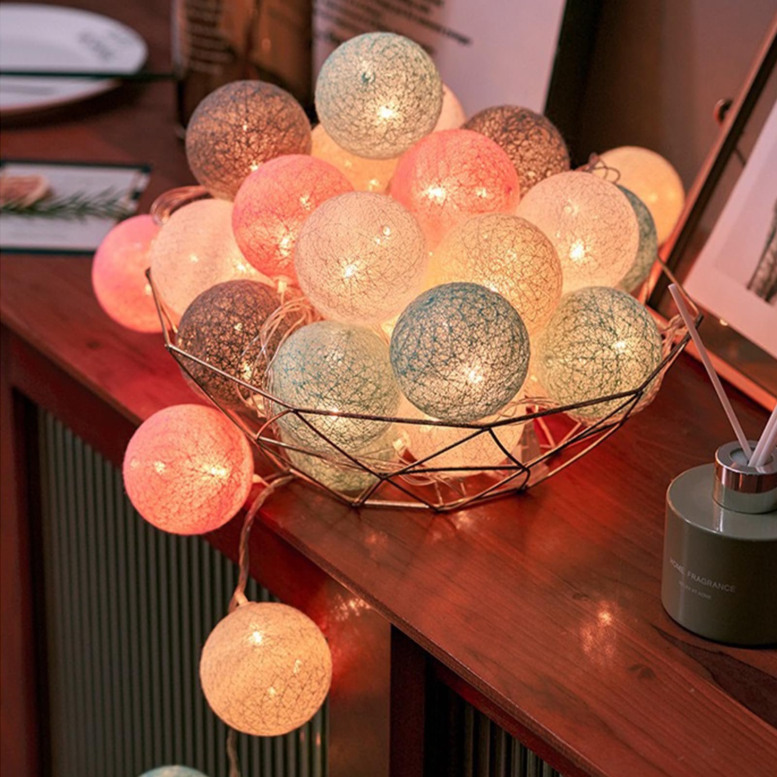 LED Гірлянда ENLACE Кульки з бавовни 3 м 20 LED Кульок з бавовни на батарейках Macaron, фото №5
