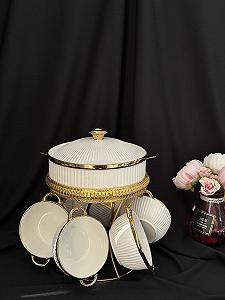 Сервіз супниця та 6 тарілок ан золотій підставці synthetic.ua - Фото 1