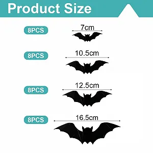 Набір 3D наклейок на стіну Halloween Decorative Bat 32 шт. Black synthetic.ua - Фото 1