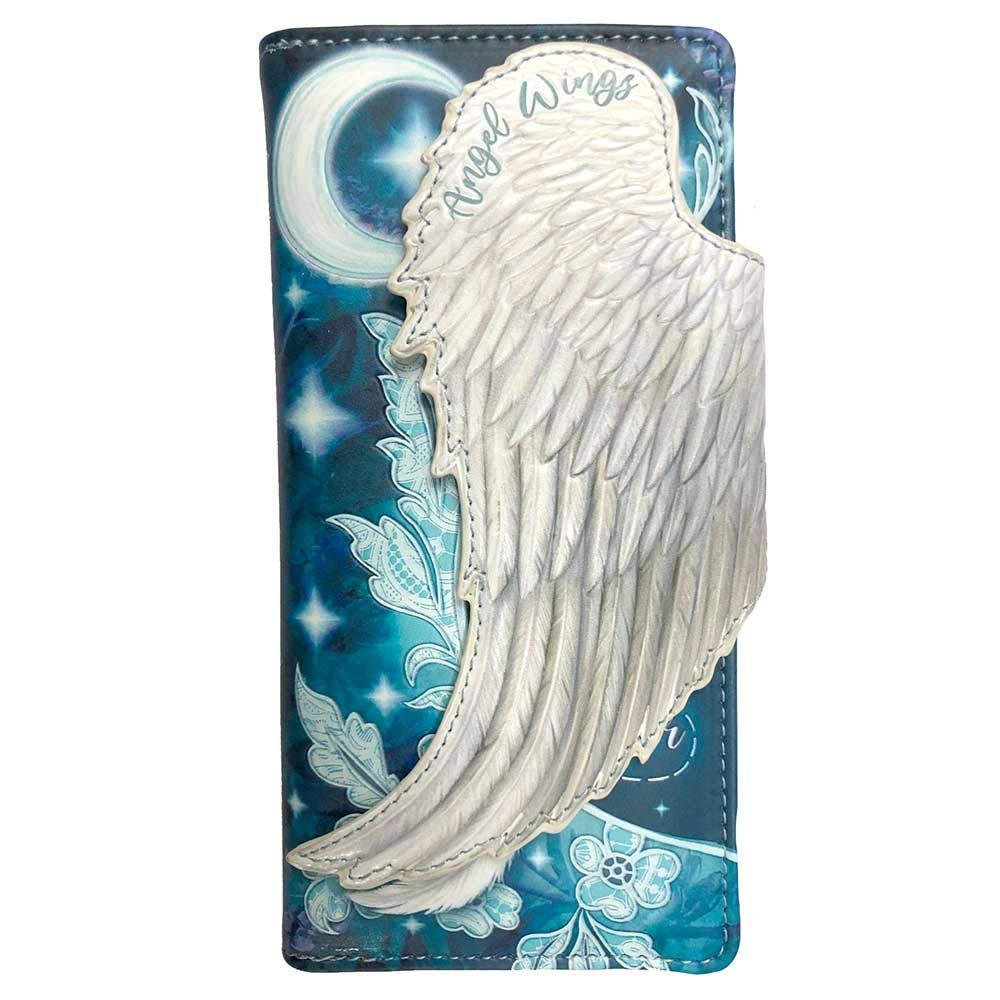 Кошелек Angel Wings Nemesis Now Крылья Ангела Синий Тисненый Белые Перья 18.5 см, фото №1