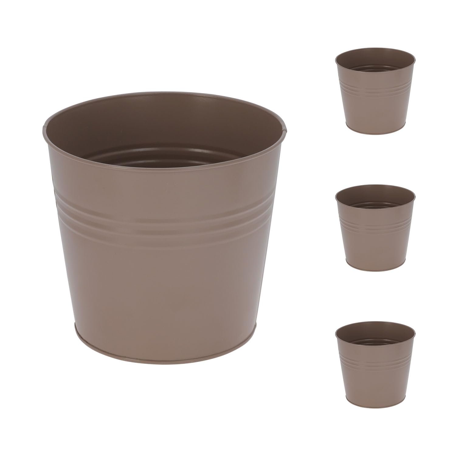 Балконні кашпо Mojawo Набір з 4 шт. Оцинковані Ø17 x 15 см Коричневі, фото №1 Балконні кашпо Mojawo Набір з 4 шт. Оцинковані Ø17 x 15 см Коричневі, фото №1