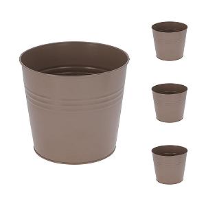 Балконні кашпо Mojawo Набір з 4 шт. Оцинковані Ø17 x 15 см Коричневі - Фото 1
