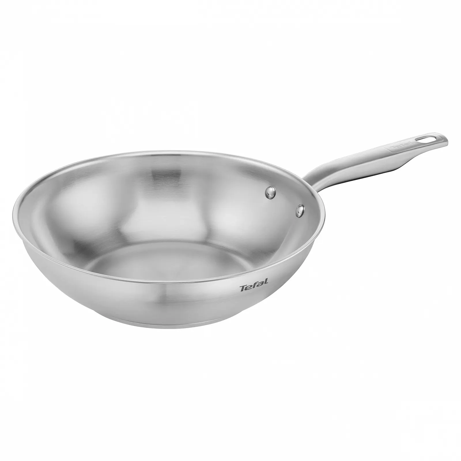 Сковорідка-Wok Tefal Virtuoso 28 см, високоякісна нержавіюча сталь, без покриття, матова поверхня, підходить для індукційних плит, можна використовувати в духовці до 2500C, нержавіюча сталь, фото №1