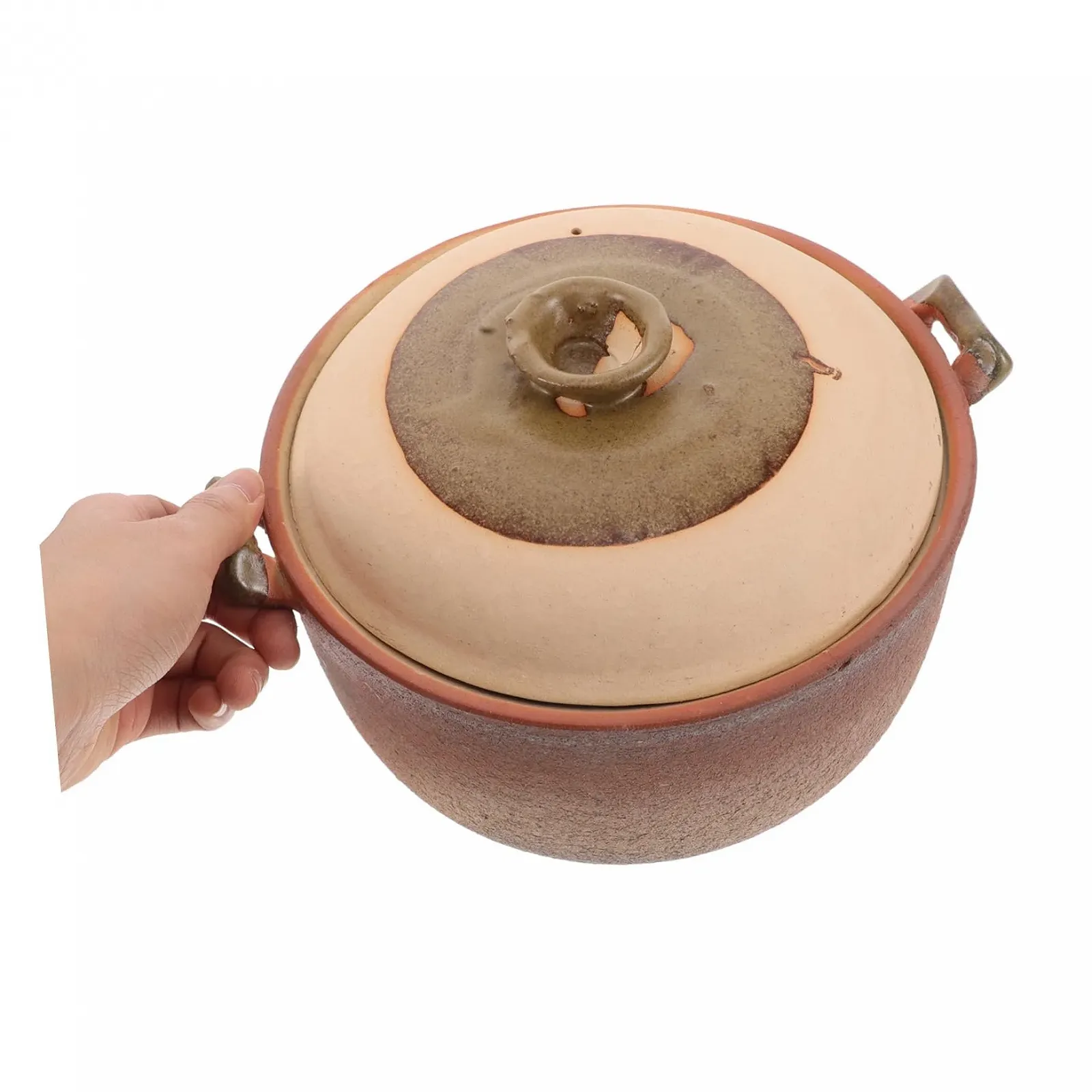 Терракотовая кастрюля LABRIMP с ручкой для тушения и супов цвет земляной, фото №4