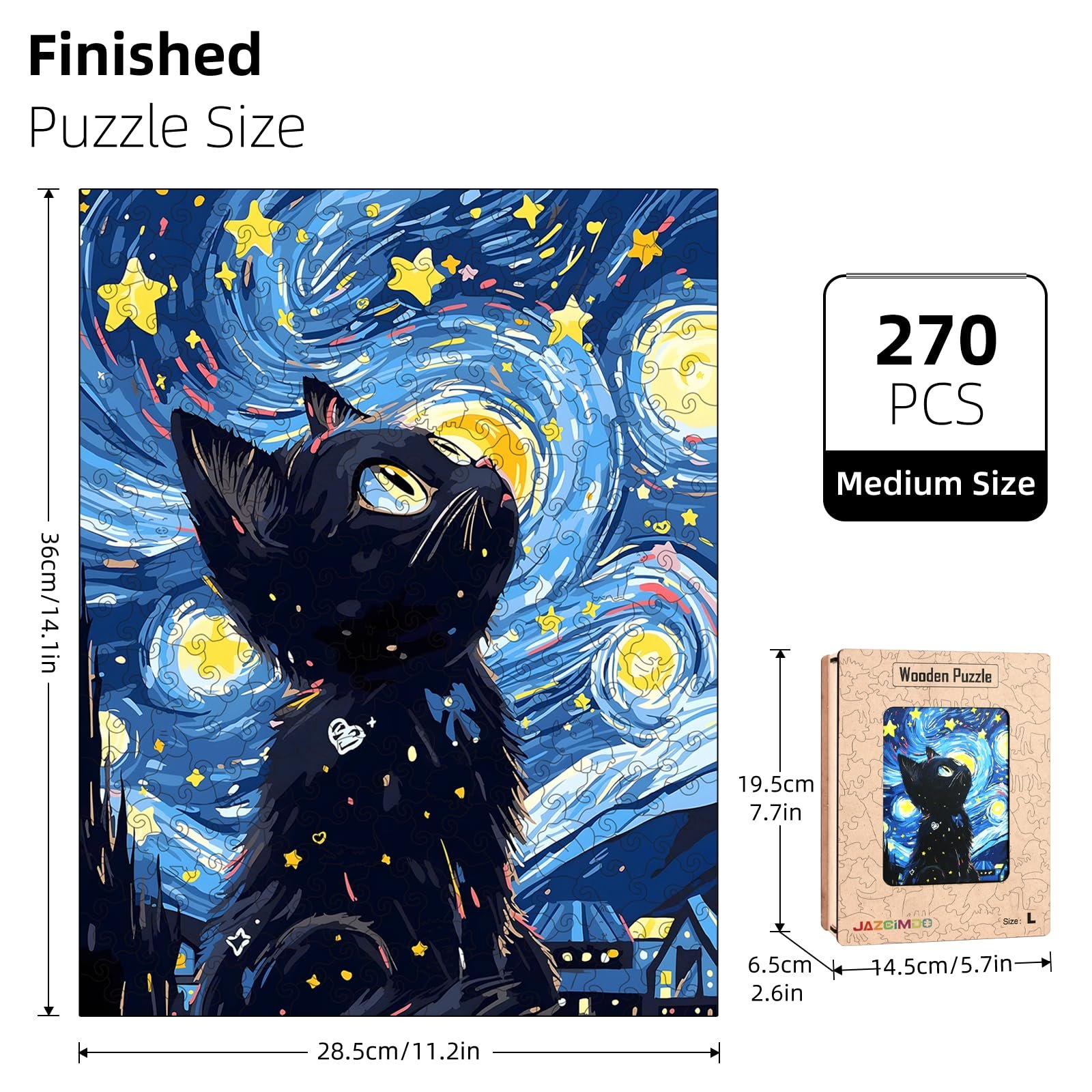 Дерев'яний пазл Кіт Унікальна форма тварин 270 елементів 28.5 x 36 см, фото №5 Дерев'яний пазл Кіт Унікальна форма тварин 270 елементів 28.5 x 36 см, фото №5