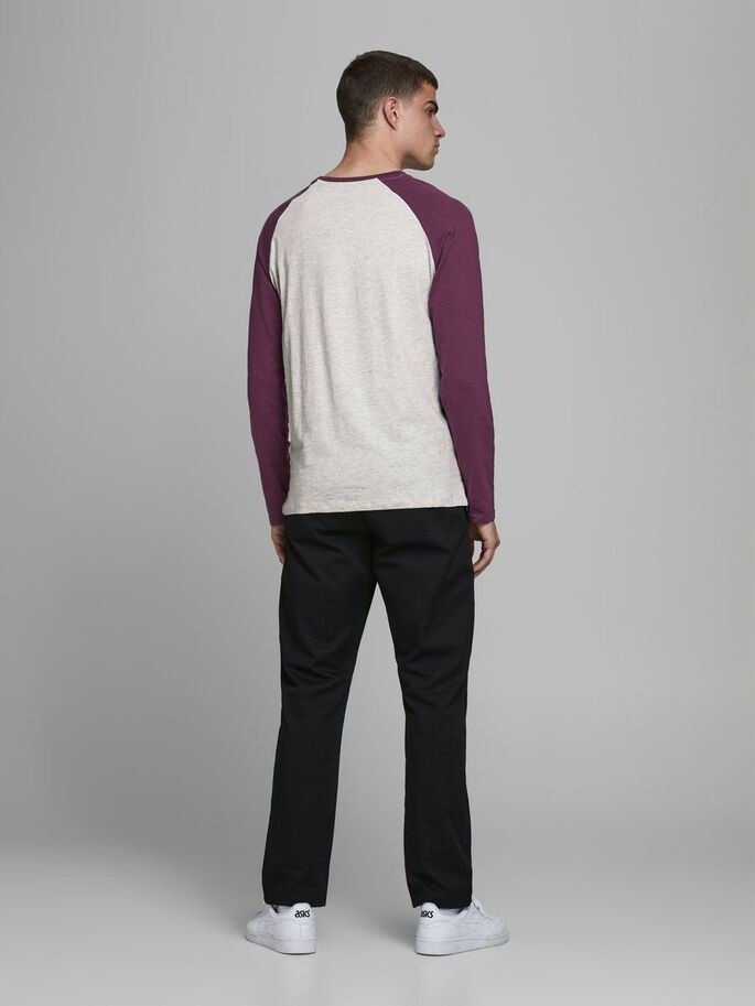 Футболка з довгими рукавами JJERAGLAN LOGO TEE L/S NOOS 12172365 Port Royale Jack&Jones Бордовий M, фото №5
