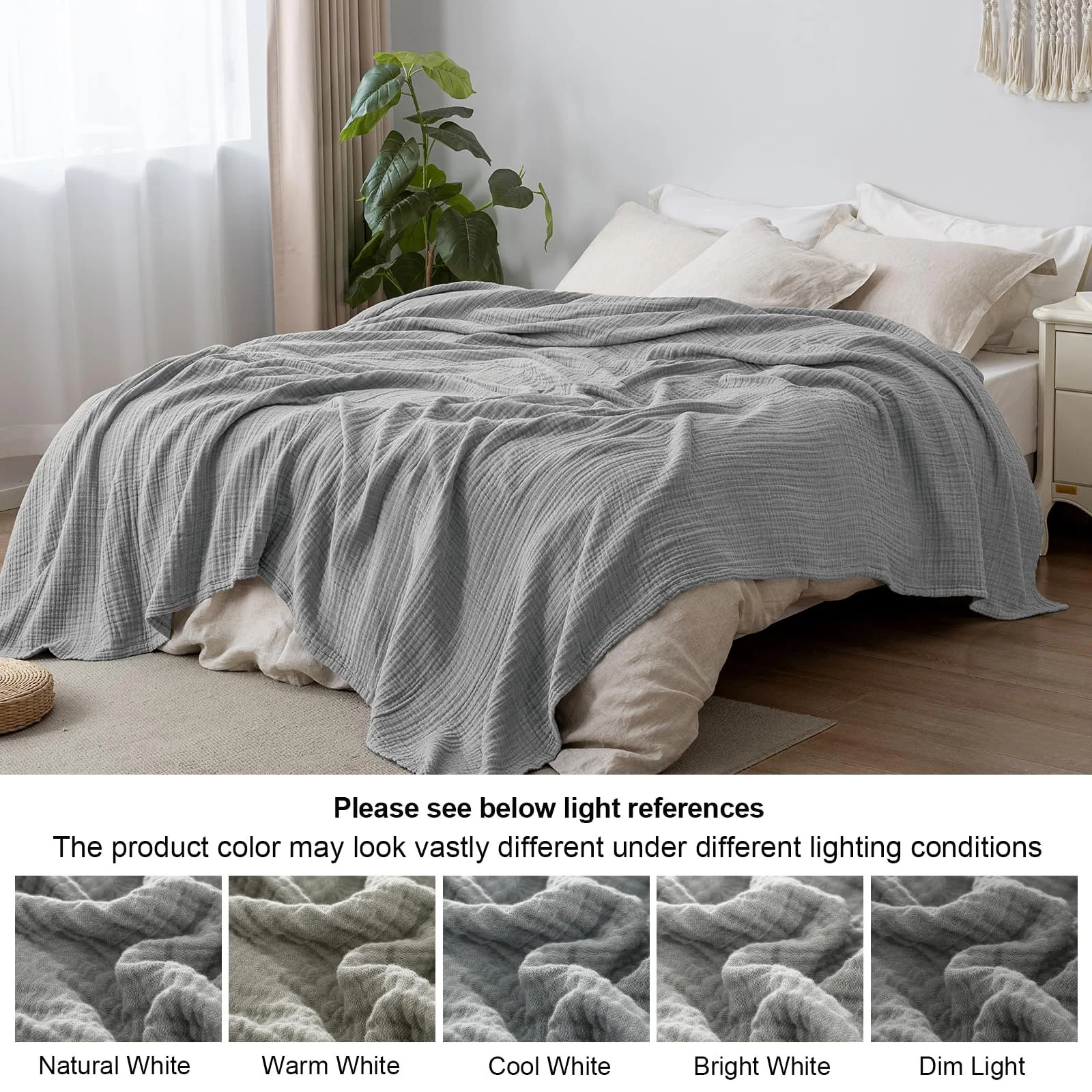 Муслінова Покривало PHF 100% бавовна, 150 x 200 см, сіра, фото №5 Муслінова Покривало PHF 100% бавовна, 150 x 200 см, сіра, фото №5