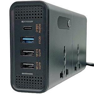 Автомобильный инвертор с экраном Wondertech 7612S, 12В-200 Вт, с быстрой зарядкой QC и PD, 4 порта USB synthetic.ua - Фото 1