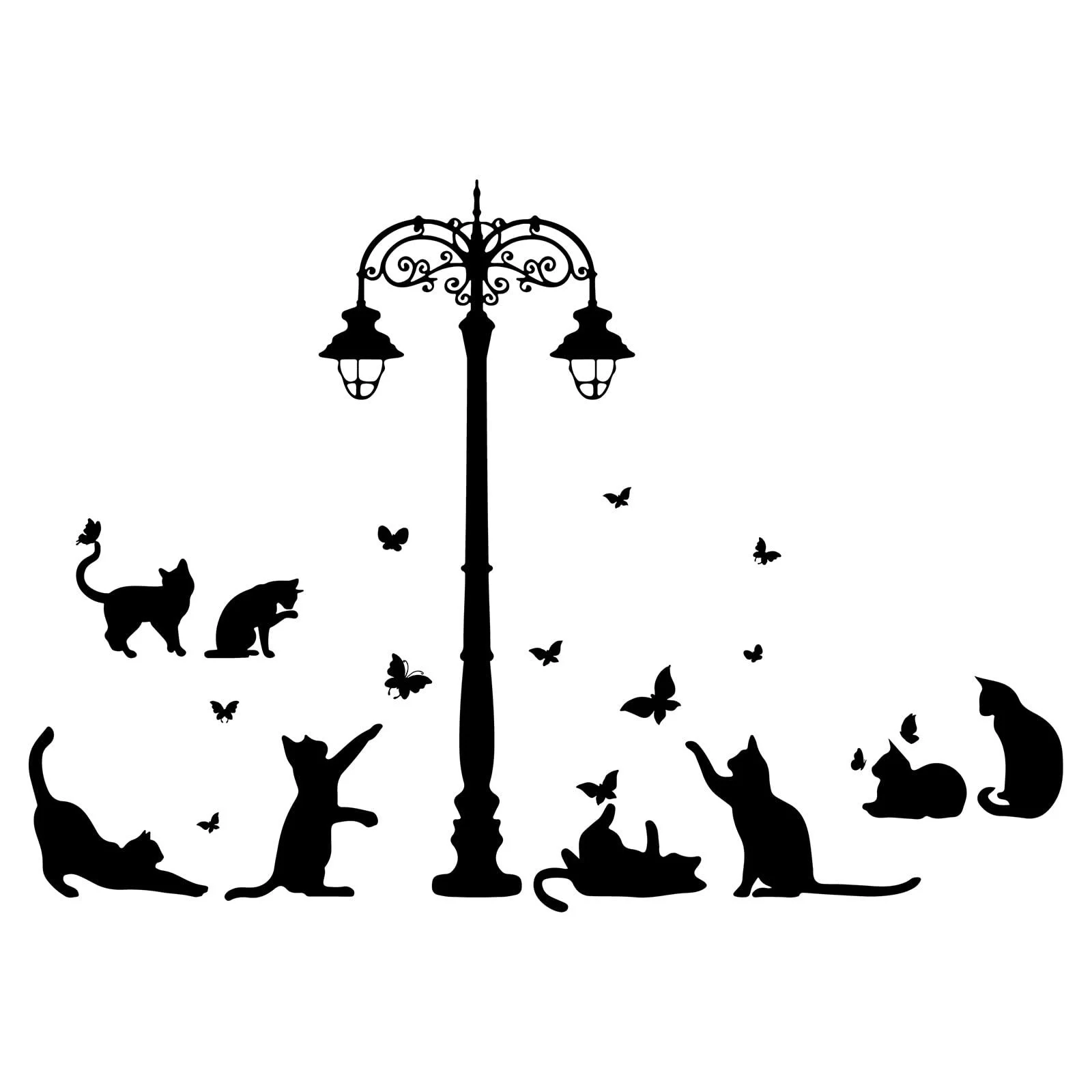 Наклейка на стіну SUPERDANT Black Cat Silhouette Street Lamp Butterfly Black, фото №2 Наклейка на стіну SUPERDANT Black Cat Silhouette Street Lamp Butterfly Black, фото №2