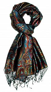 Женский шарф Lorenzo Cana Paisley Pattern Pashmina 100% шелк 190 x 70 см, бирюзовый - Фото 1