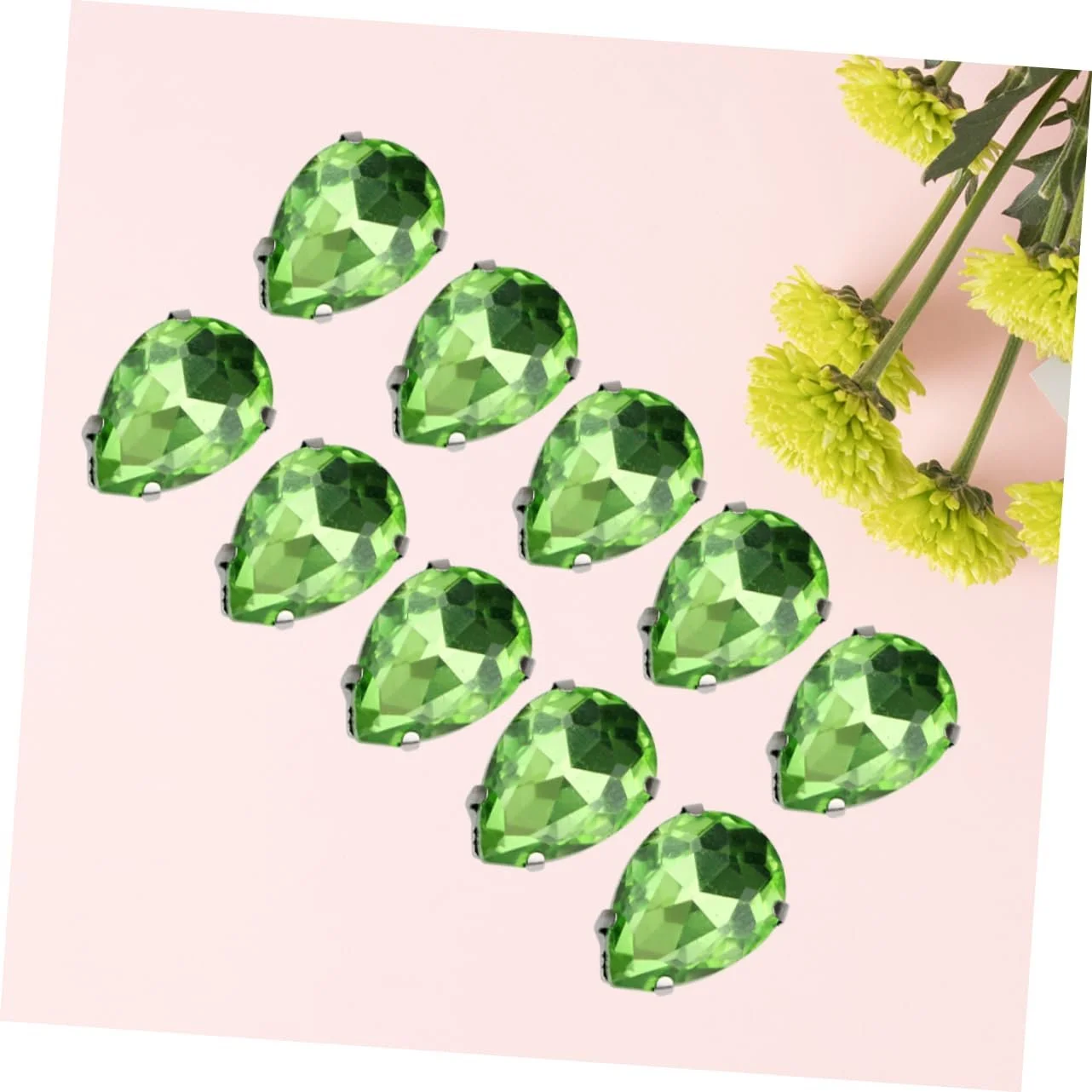Пришивные кристаллы SEWACC, 50 шт., кристаллы с коготками, смешанные формы, каплевидные кристаллы, самоцветы в форме слезы для одежды, кристаллы в форме водяной капли, зеленый, фото №9