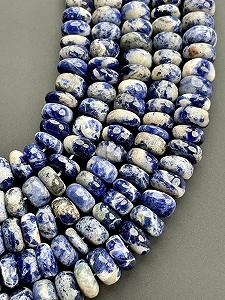 Бусины из натурального содалита, рондель, гладкие, 10 мм, нить длиной 45 см, синие - Фото 1