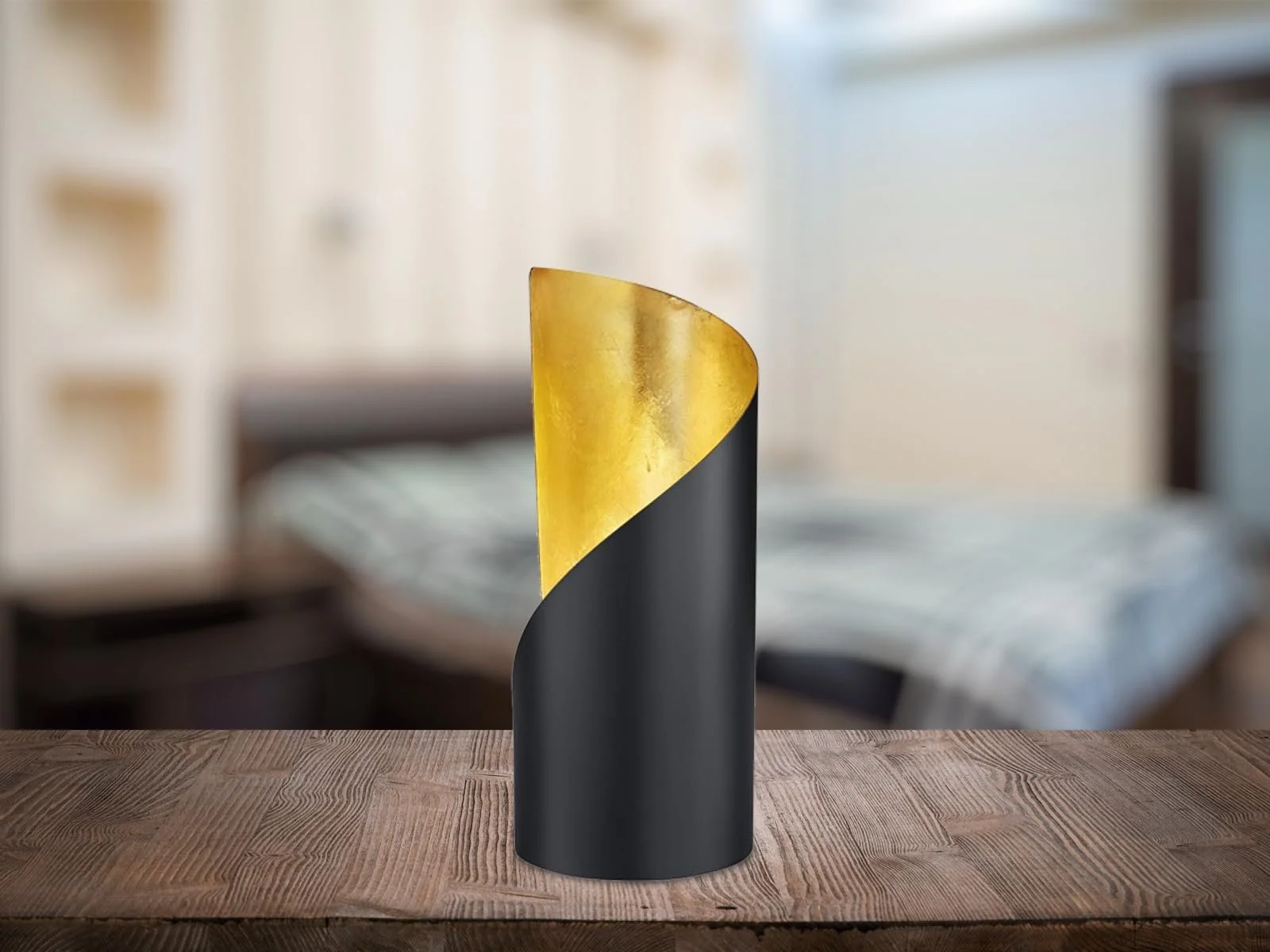 Настільна лампа Reality Leuchten Frank Металева E14 10 x 10 x 24 см Матовий чорний/Золото, фото №3