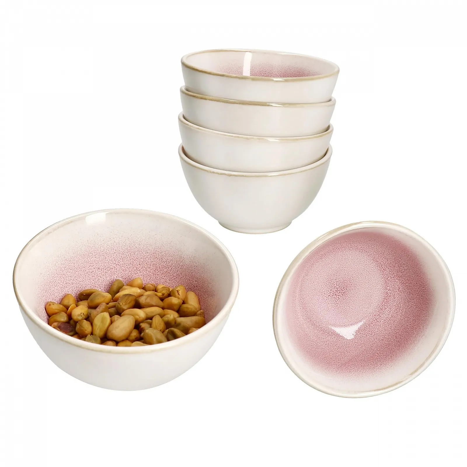 Миска MamboCat Paris 150 мл, кремово-розовая, набор 6 шт., фото №1