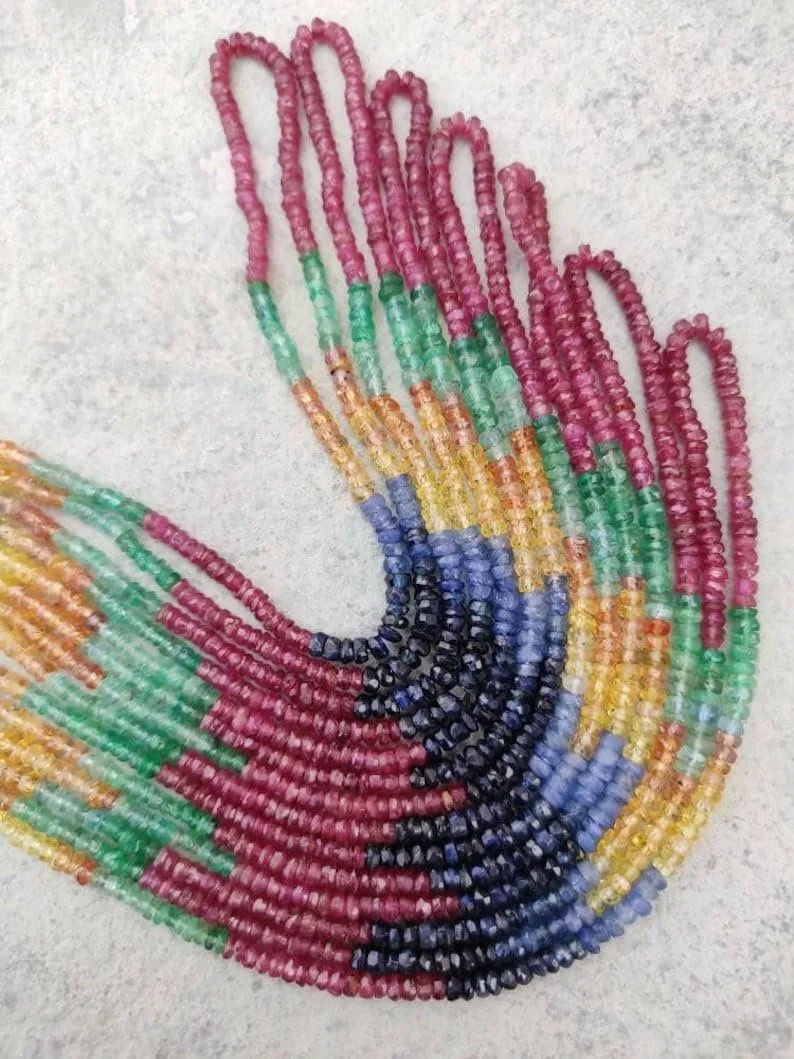 Бусины из натурального драгоценного камня Roundelle граненые 2.5-3.5 мм, нить длиной 40 см, ожерелья, браслета, фото №5