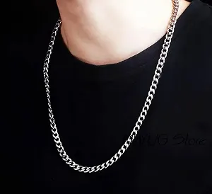 Модная серебристая цепочка унисекс - Фото 1