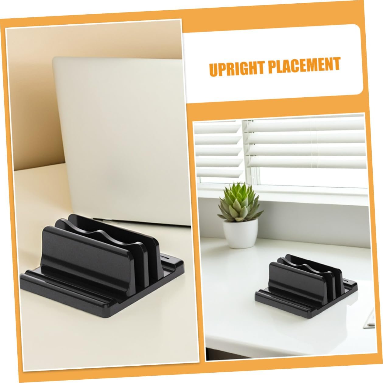 Вертикальная подставка для ноутбука Двойной держатель из прочного материала Регулируемая док-станция для книг и ноутбуков Экономия места Настольный органайзер, фото №7