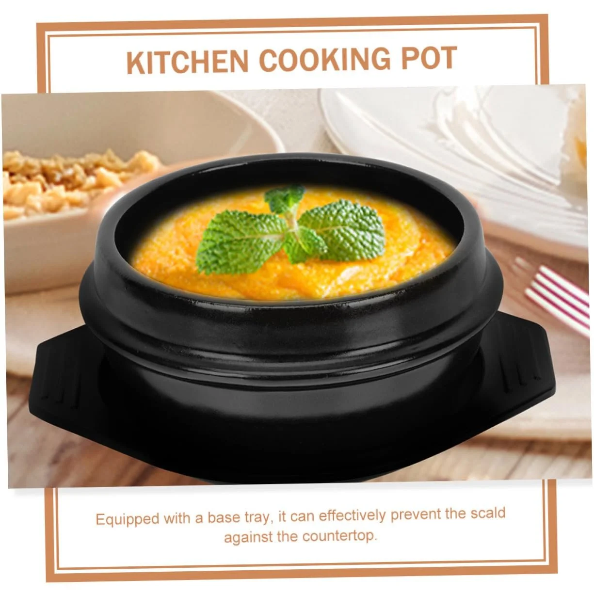 Горшок для бибимбапа Toyvian керамический термостойкий с двойными ручками-поддоном, фото №3