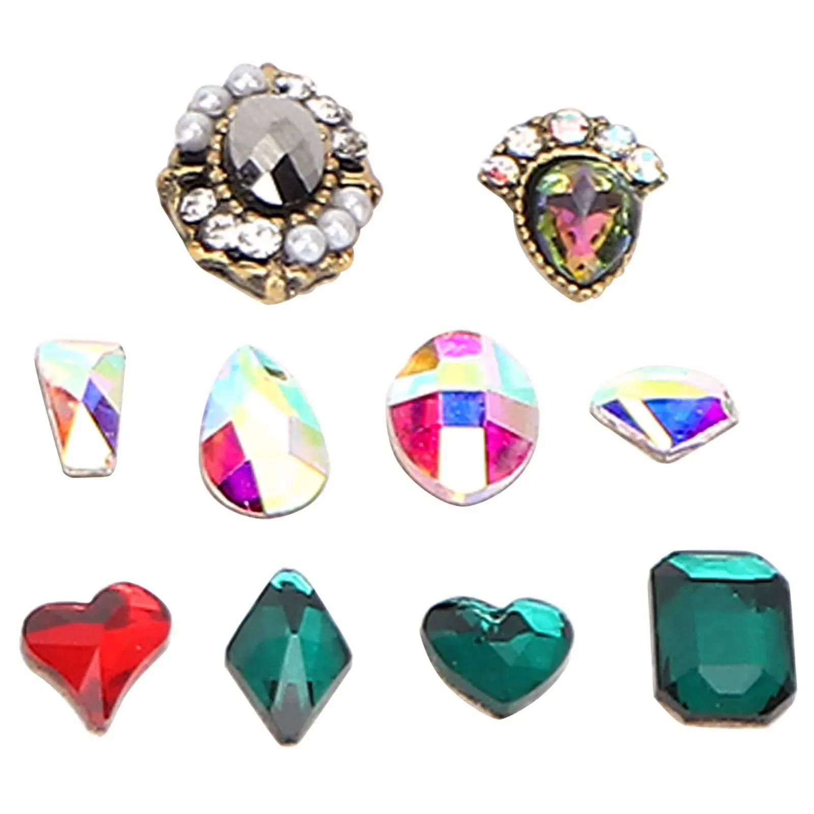 Стрази для нігтів з коробкою, 24 шт, різнокольоровіS, різні форми, фото №9