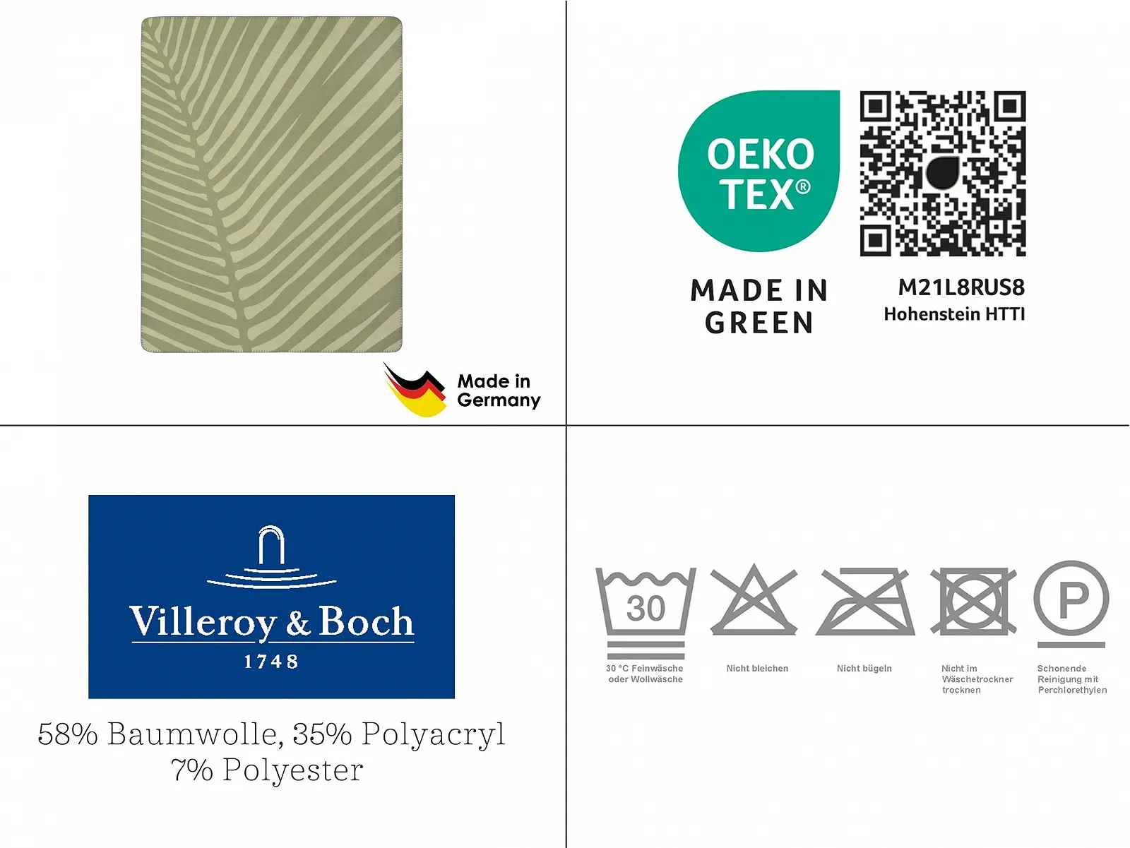 Одеяло Villeroy & Boch Soft Leaf Meadow Мягкое одеяло Зеленый, 150 x 200 см, фото №3