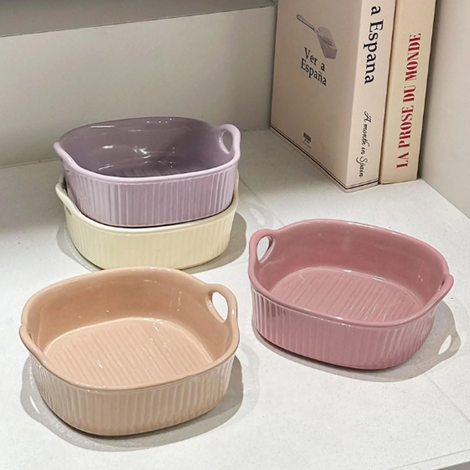 Форма для запекания Round Casserole Dish Ceramic 18.5 x 16.5 x 5.5 см Фиолетовая, фото №7