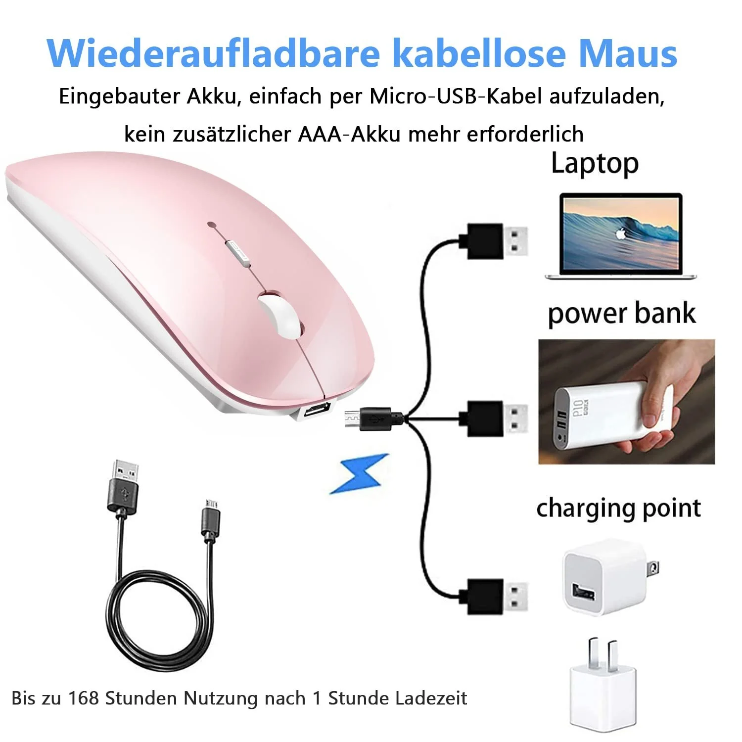 Миша LEAPEST Бездротова Bluetooth Рожева, фото №6