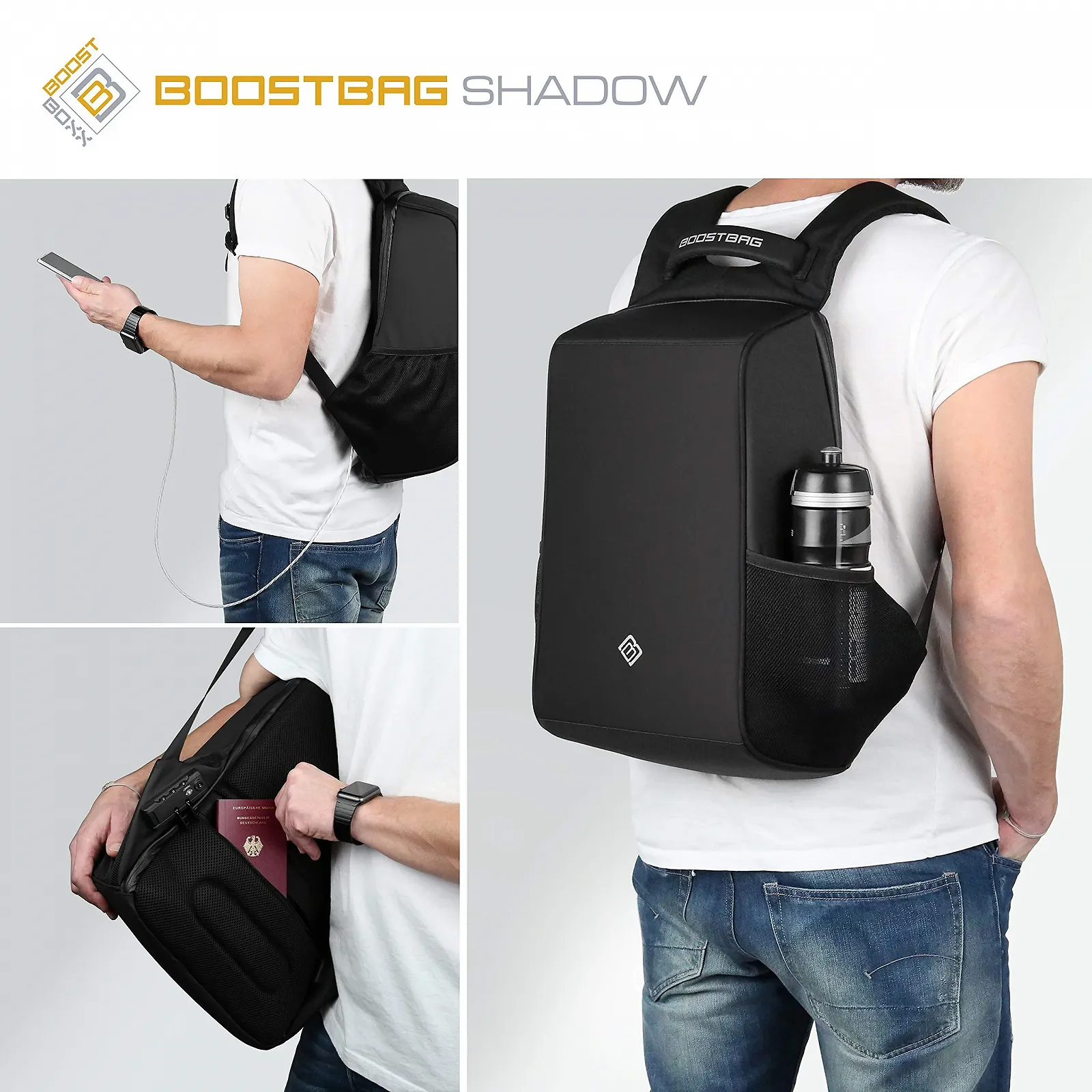 Рюкзак для ноутбука Boostboxx BoostBag Shadow антикрадіжний 15.6 дюймів TSA USB RFID, фото №6 Рюкзак для ноутбука Boostboxx BoostBag Shadow антикрадіжний 15.6 дюймів TSA USB RFID, фото №6