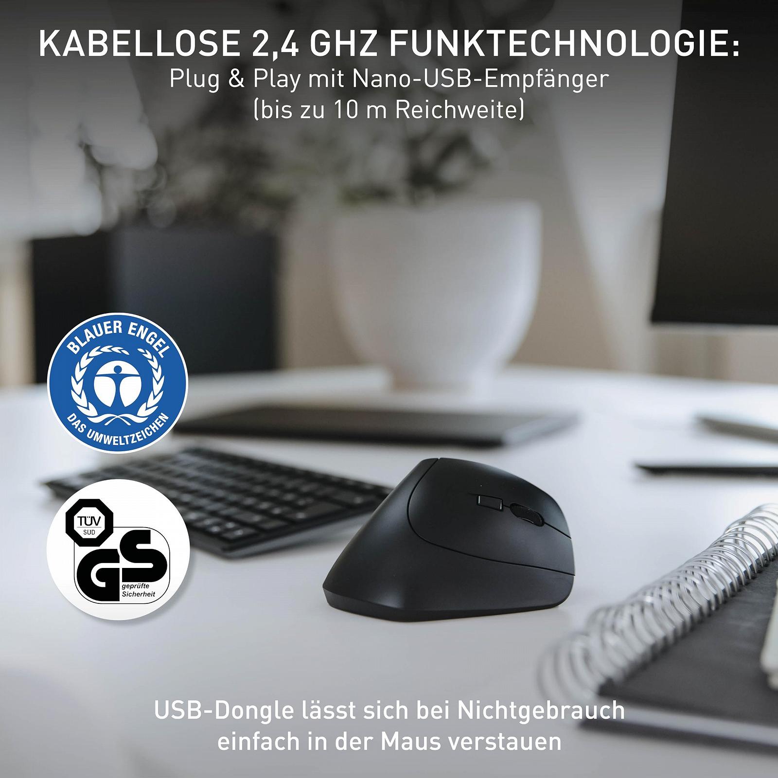 Миша CHERRY MW 4500 бездротова, ергономічна, 6 кнопок, чорна, фото №7