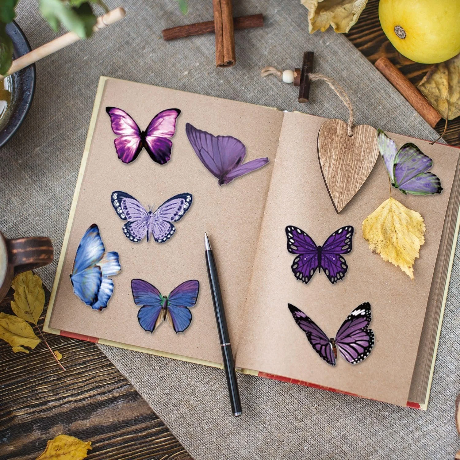 Наклейки Метелики 80 шт. ПВХ водонепроникні Фіолетові, фото №4