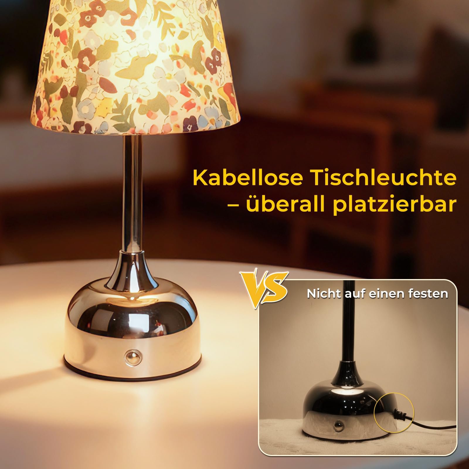 Настільна лампа Lustaled бездротова акумуляторна сенсорна IP54 срібляста, фото №3