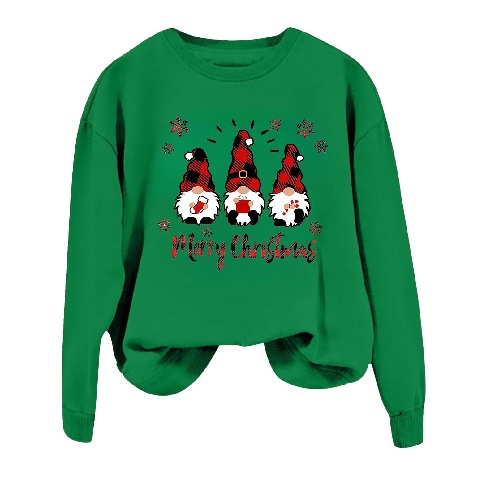 Рождественский Пуловер Женский Свитшот с принтом, Круглый вырез, Длинный рукав, фото №1 Рождественский Пуловер Женский Свитшот с принтом, Круглый вырез, Длинный рукав, фото №1