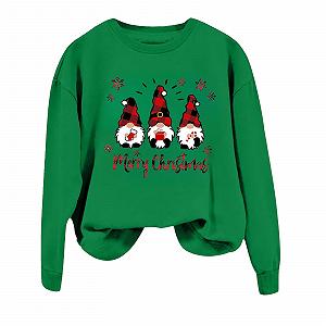 Рождественский Пуловер Женский Свитшот с принтом, Круглый вырез, Длинный рукав - Фото 1
