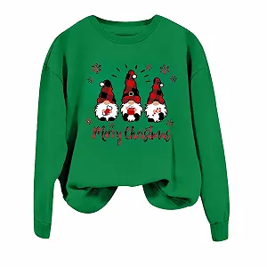Рождественский Пуловер Женский Свитшот с принтом, Круглый вырез, Длинный рукав - Фото 1