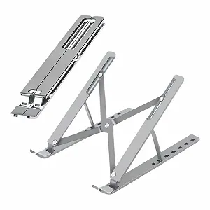 Подставка для ноутбука Supporto PC Portable, регулируемая по высоте (7 уровней), легкий алюминий, складная и портативная с вентиляцией для ноутбуков 10-17.3 дюймов, серебристая, стандартный размер - Фото 1