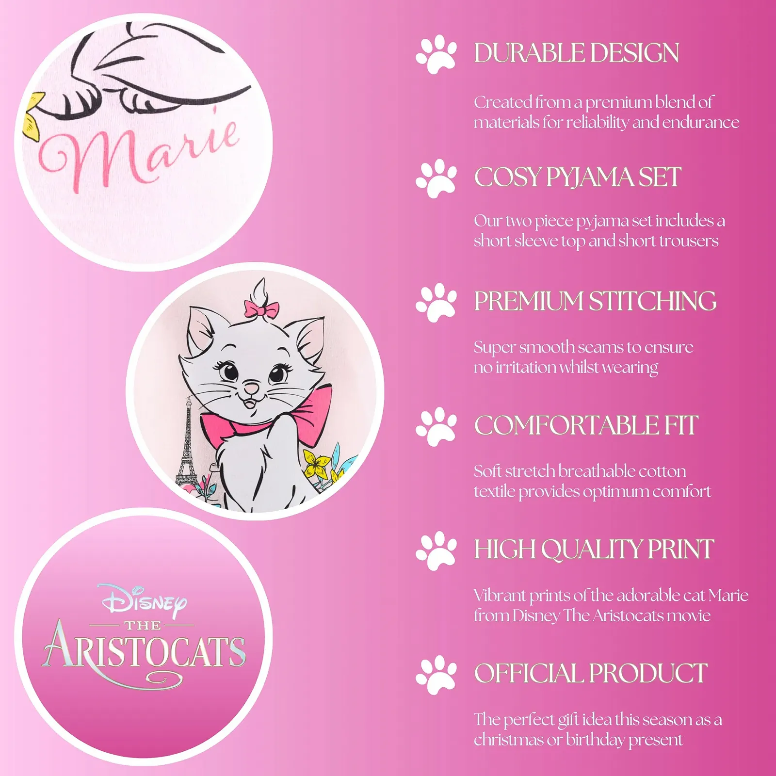 Комплект піжамний (футболка та шорти) Disney Marie для дівчаток Бавовна Аристокіт 2 предмети, фото №5 Комплект піжамний (футболка та шорти) Disney Marie для дівчаток Бавовна Аристокіт 2 предмети, фото №5