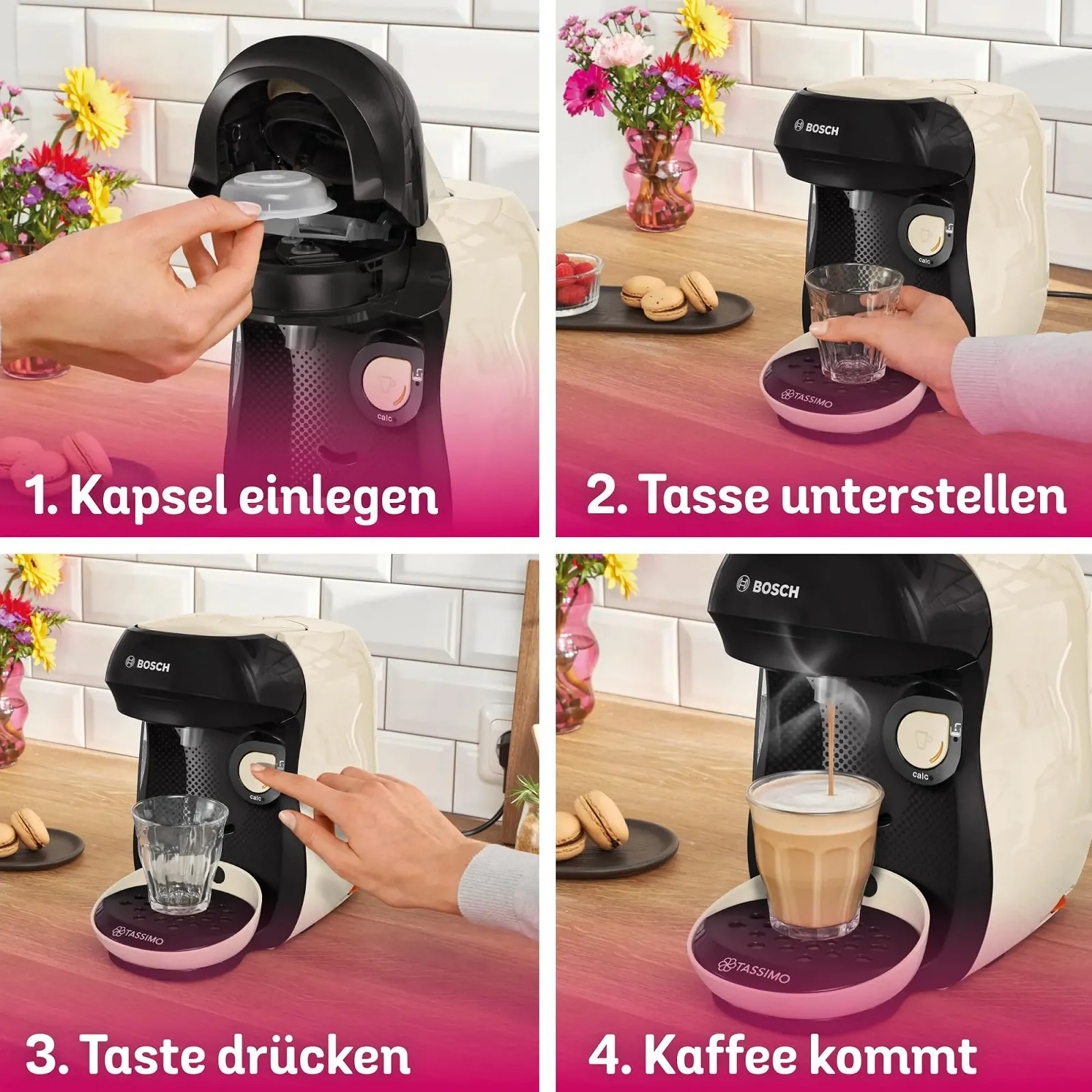 Капсульная кофемашина Bosch Tassimo Happy Friendly TAS107E 1400 Вт, кремовый/черный, фото №6 Капсульная кофемашина Bosch Tassimo Happy Friendly TAS107E 1400 Вт, кремовый/черный, фото №6