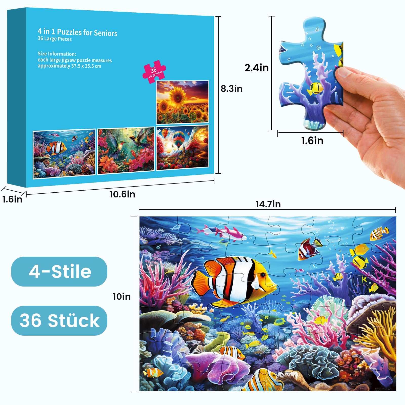 Набор пазлов для пожилых людей 36 элементов 4 шт Когнитивная игра, фото №6 Набор пазлов для пожилых людей 36 элементов 4 шт Когнитивная игра, фото №6