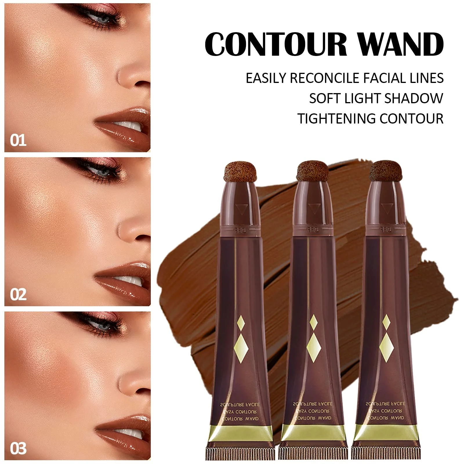 Консилер Prreal Beauty Wand для контуринга лица, кремовый, жидкий, с аппликатором, оттенок 01, фото №4